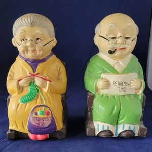 Two Vintage Retirement Fund Banks / Piggy Banks/ All Occasion/ Holiday/Kids